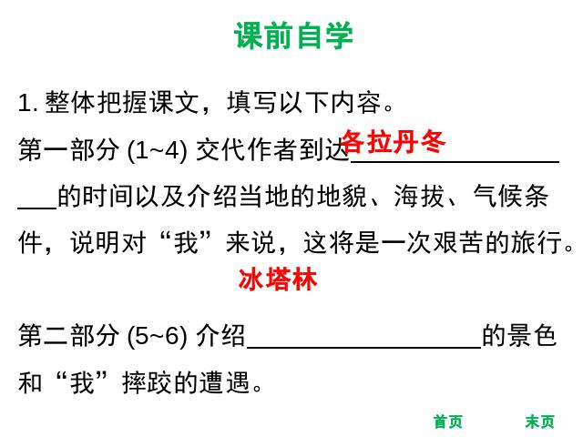 初二下册语文《18.在长江源头各拉丹东》第4页