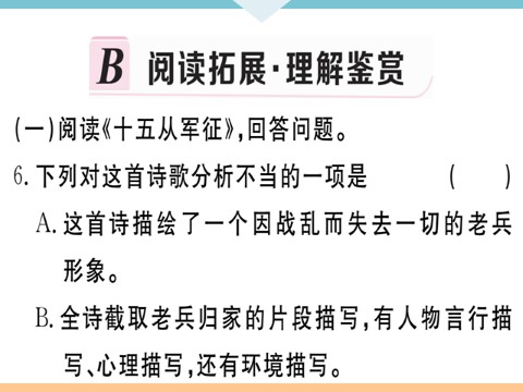 初三下册语文（旧人教版）23 诗词曲五首 每课习题第10页