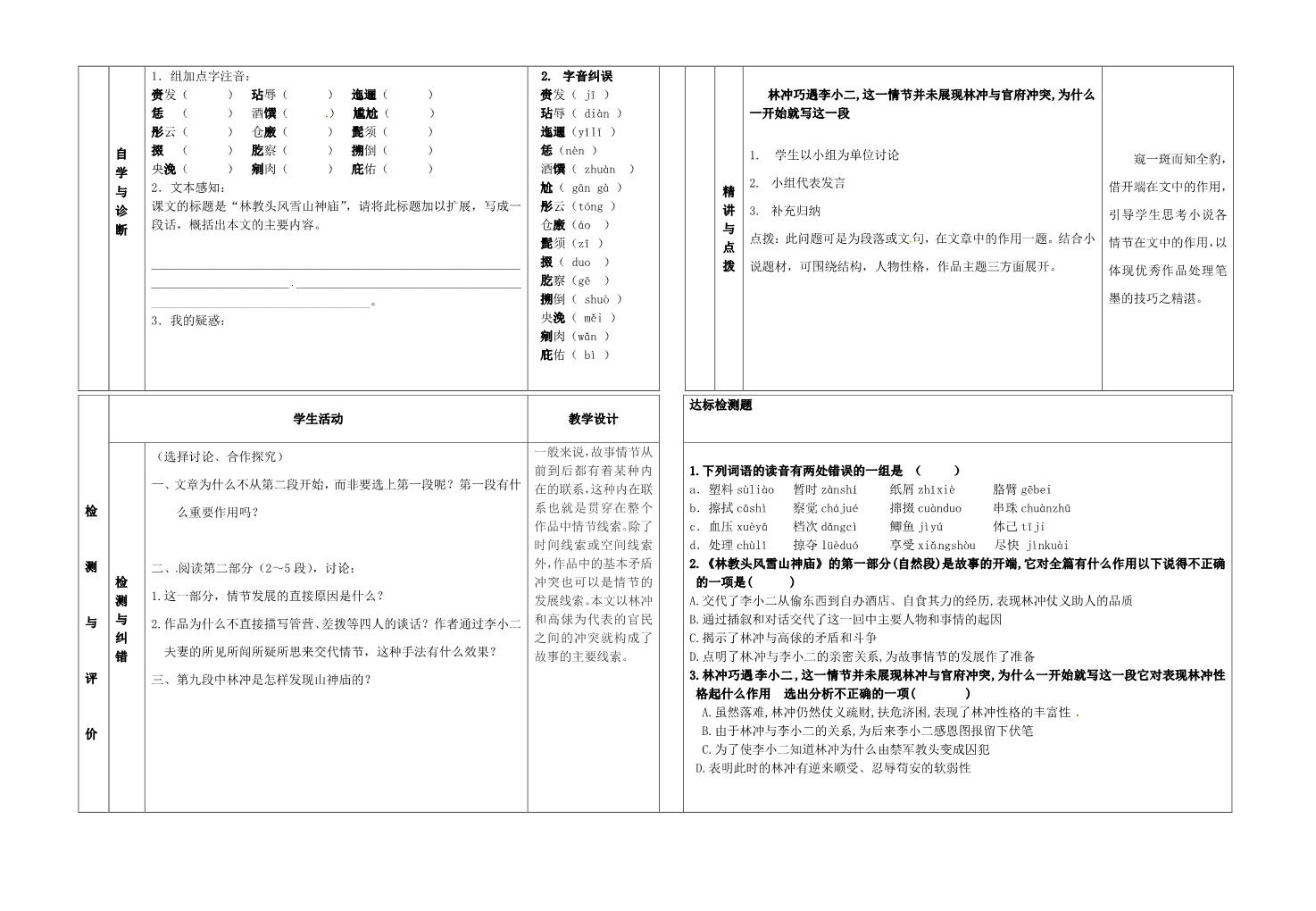 高中语文必修五高中语文《林教头风雪山神庙》导学案1 新人教版必修51第2页