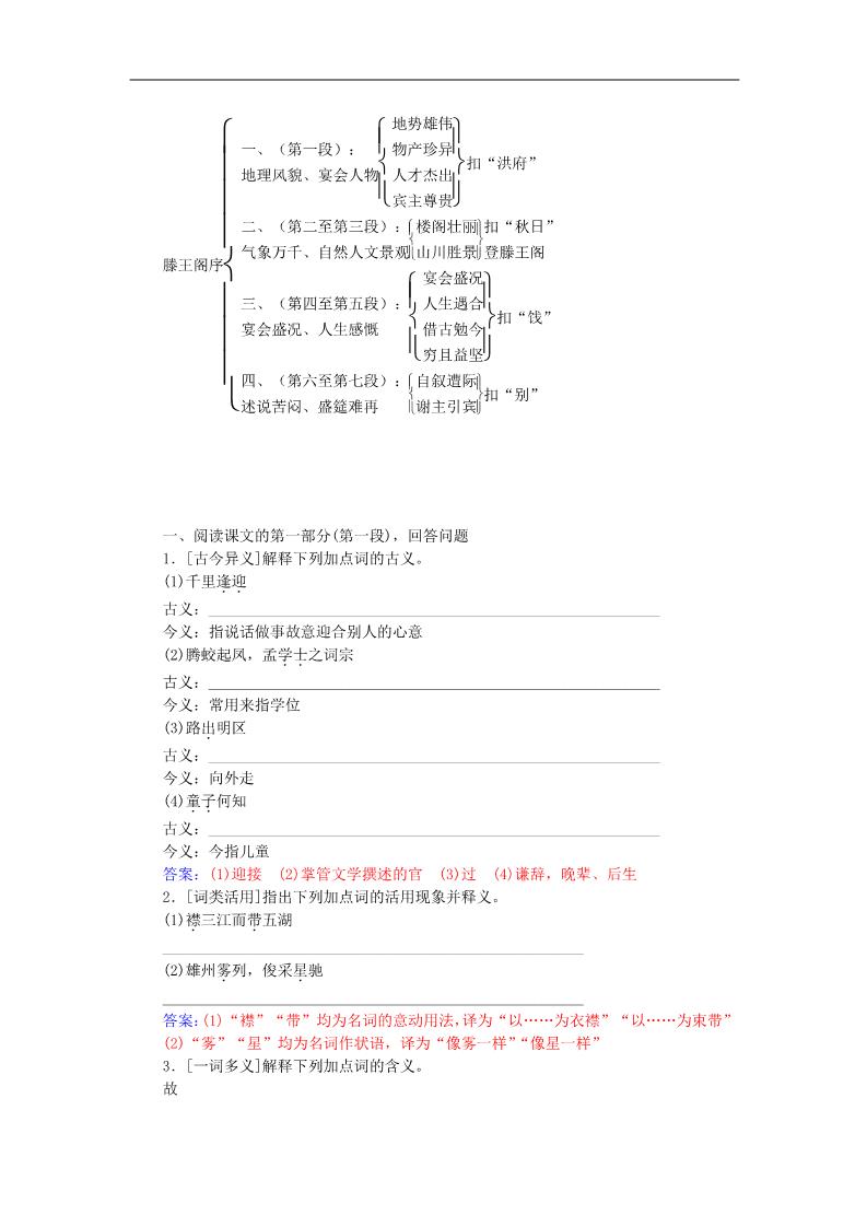 高中语文必修五滕王阁序练习 新人教版必修5第3页