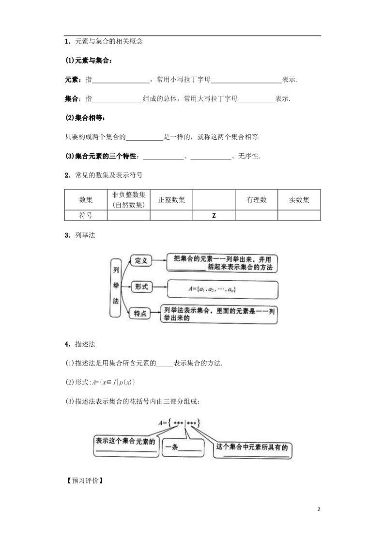 高中数学必修一高中数学 1.1.1 集合的含义与表示导学案 新人教A版必修1第2页