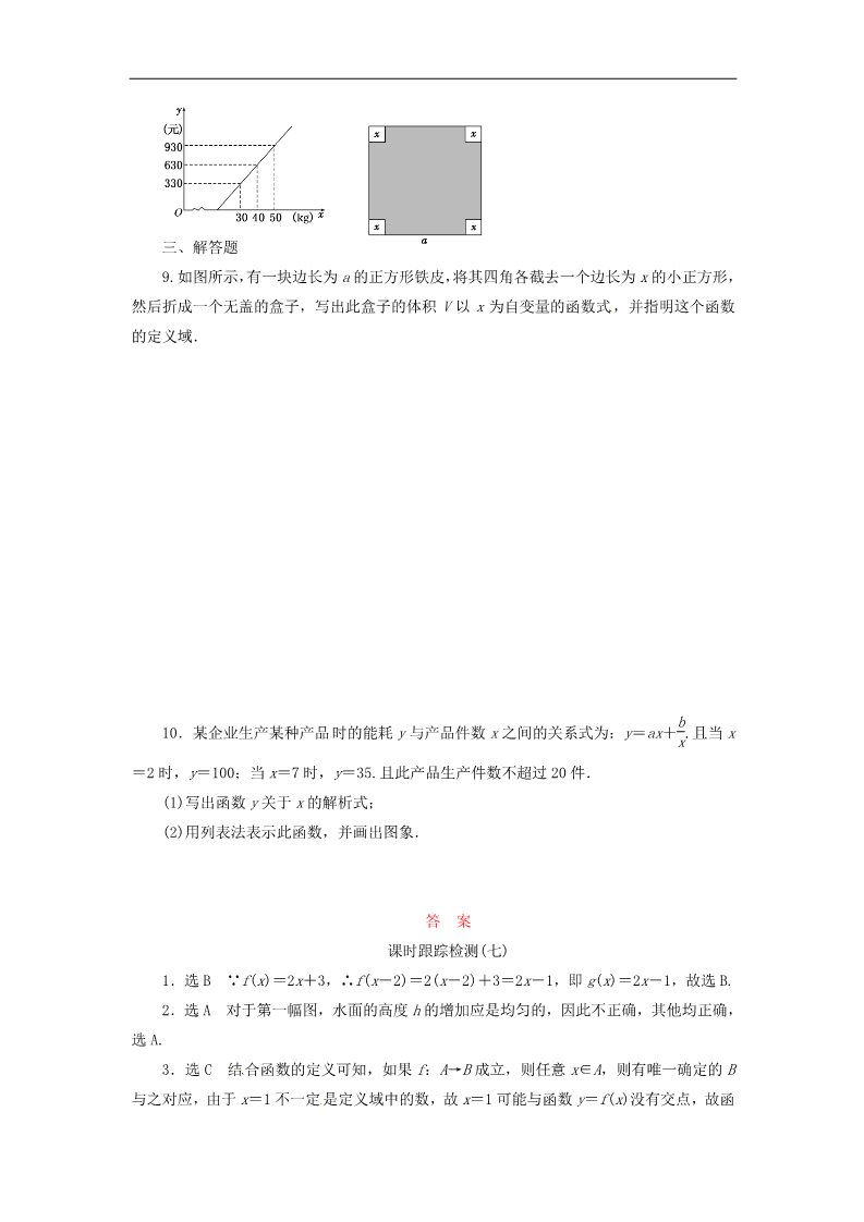 高中数学必修一1.2.2第1课时 函数的表示法课时跟踪检测 新人教A版必修1第2页