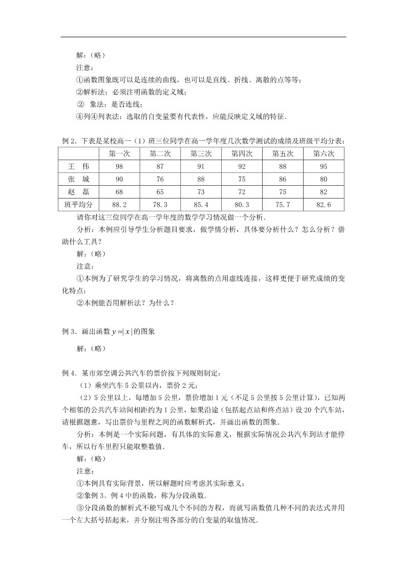 高中数学必修一教案：§1.2.2函数的表示法第2页