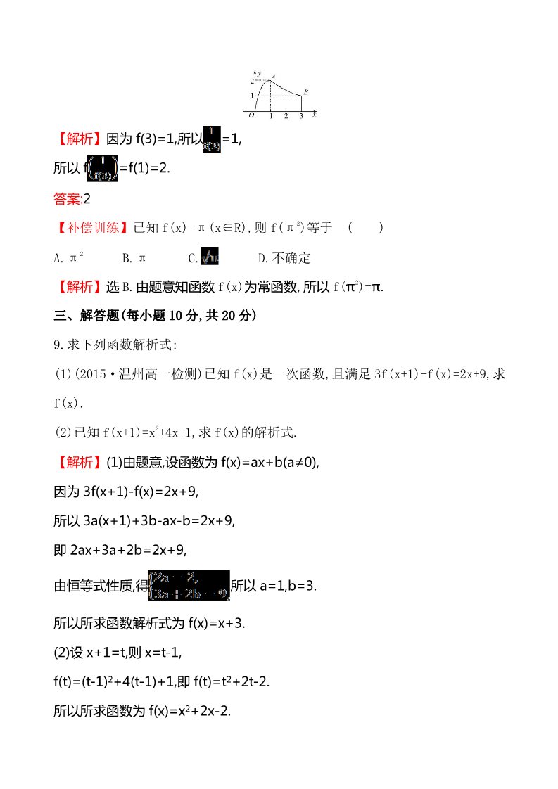 高中数学必修一课时提升作业(八)  1.2.2.1第4页