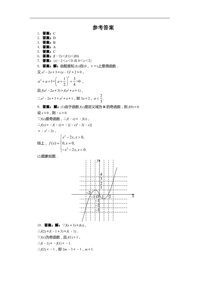 高中数学必修一课后训练{1.3.2　奇偶性第2课时}第3页