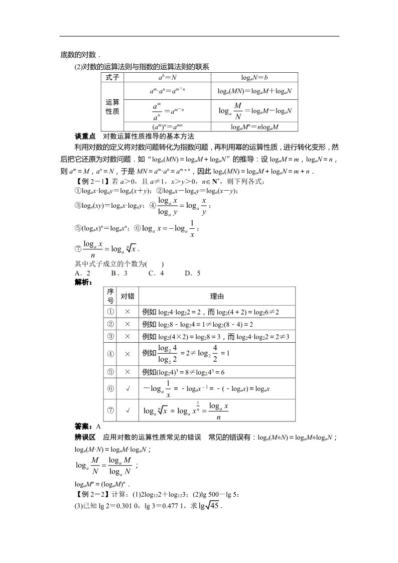 高中数学必修一2.2.1　对数与对数运算 讲解与例题第3页