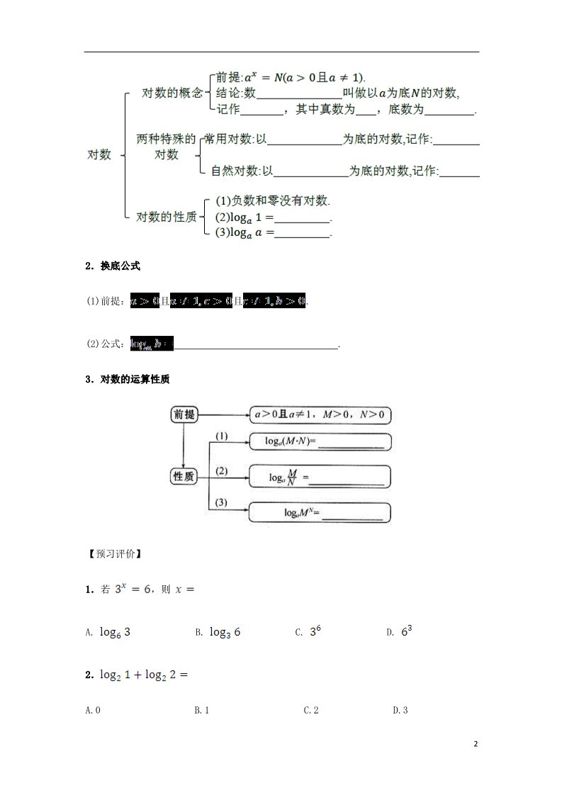 高中数学必修一高中数学 2.2.1 对数与对数运算导学案 新人教A版必修1第2页