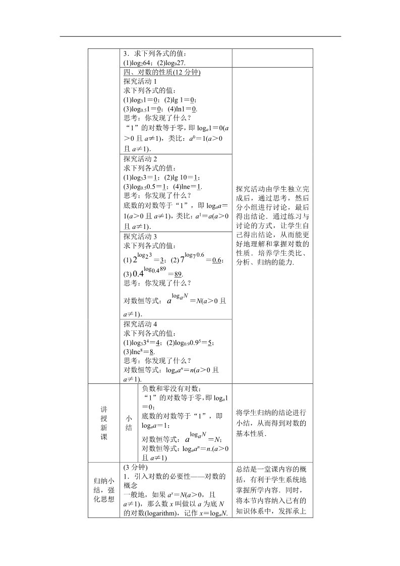 高中数学必修一示范教案{2.2.1　对数与对数运算}第3页