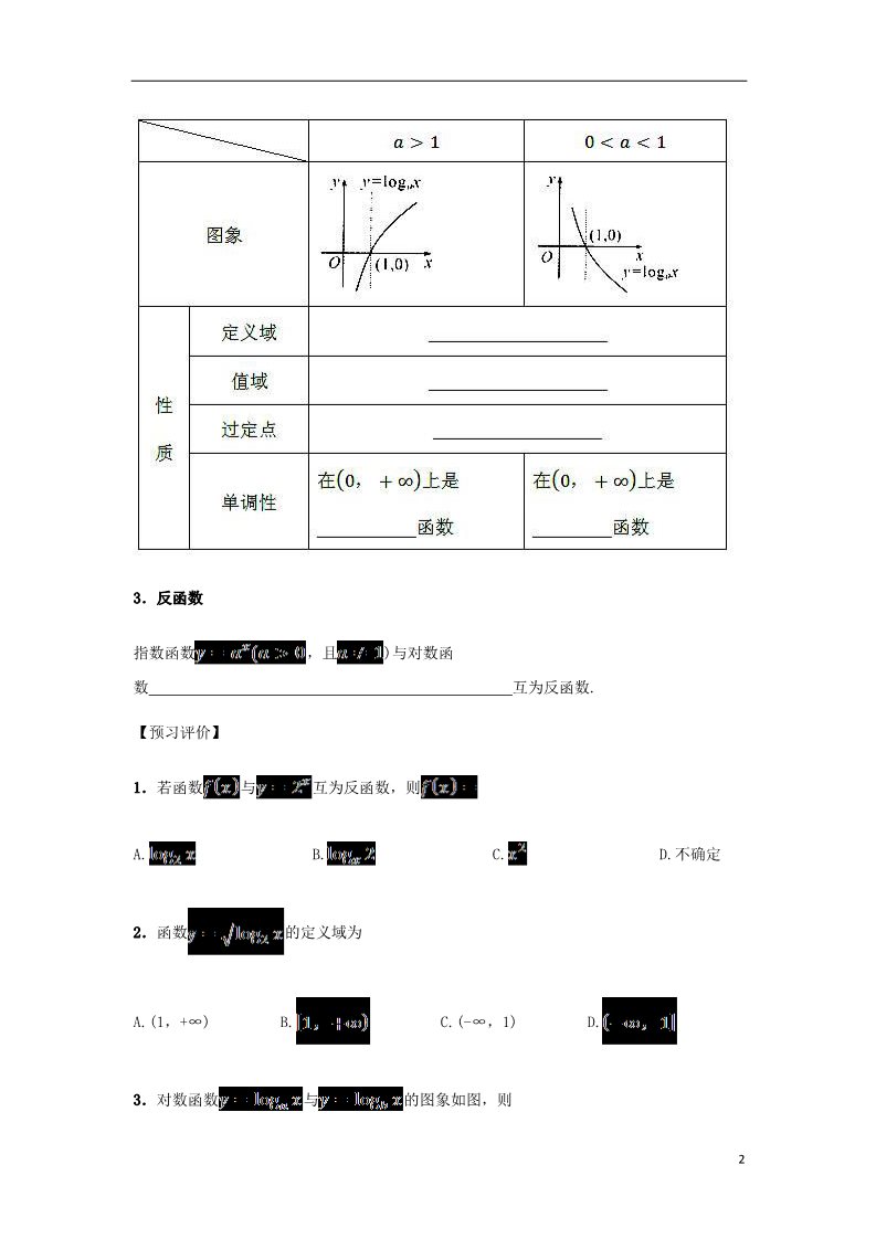 高中数学必修一高中数学 2.2.2 对数函数及其性质导学案 新人教A版必修1第2页