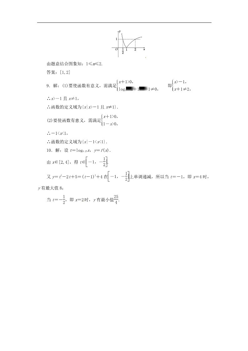 高中数学必修一2.2.2第1课时 对数函数的图象及性质课时跟踪检测 新人教A版必修1第4页