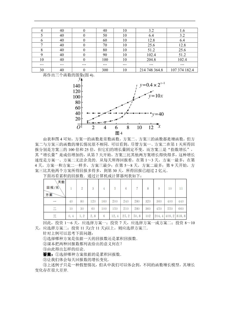 高中数学必修一示范教案{3.2.1　几类不同增长的函数模型}第3页