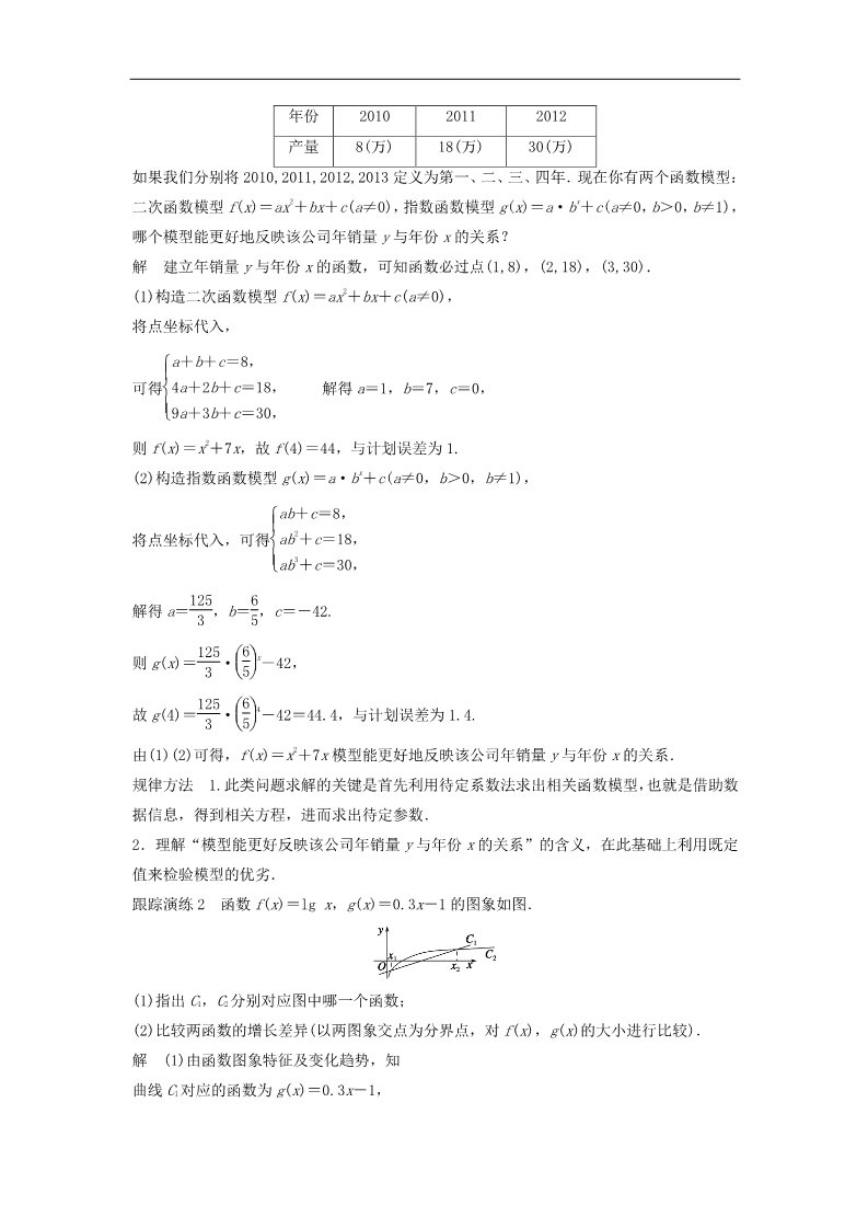 高中数学必修一3.2.1几类不同增长的函数模型学案 新人教A版必修1第3页