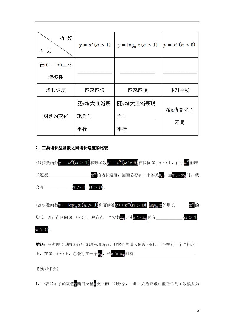 高中数学必修一高中数学 3.2.1 几类不同增长的函数模型导学案 新人教A版必修1第2页