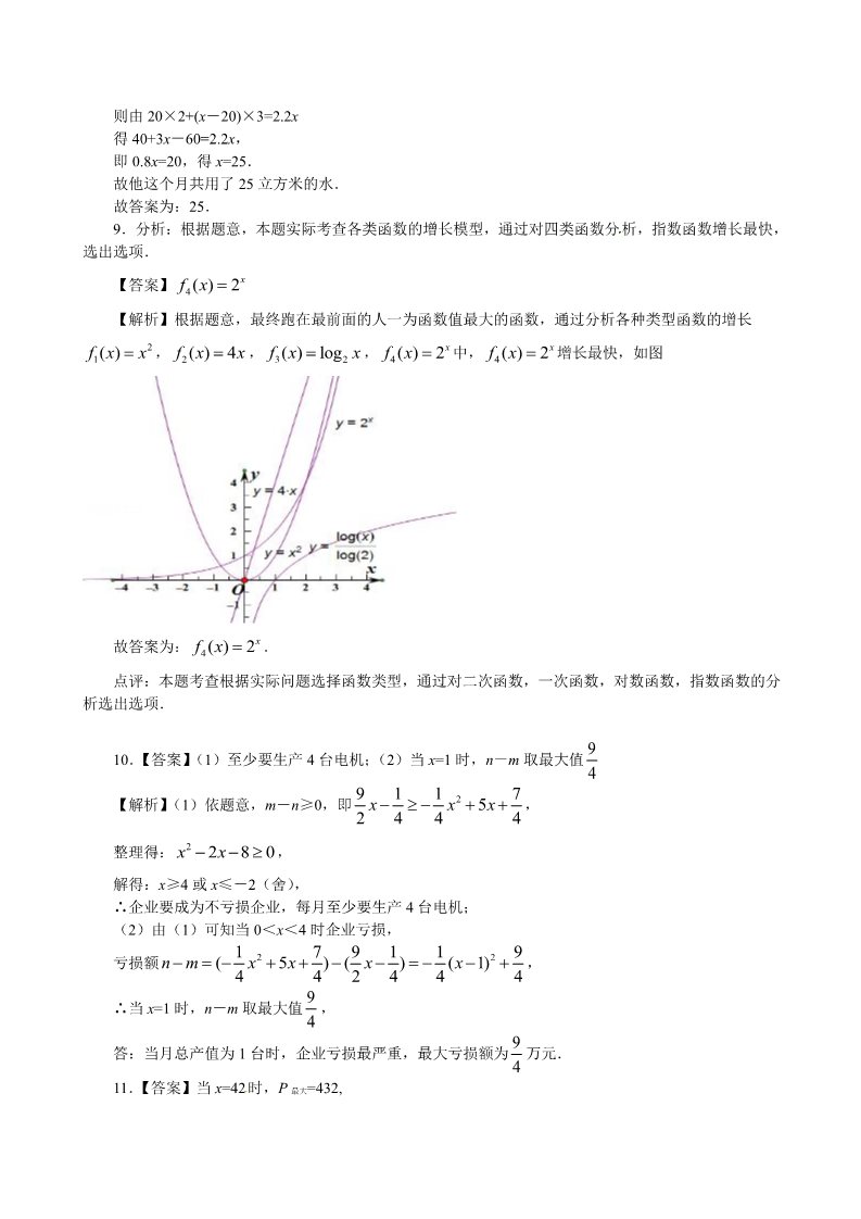 高中数学必修一巩固练习_几类不同增长的函数模型_基础第3页