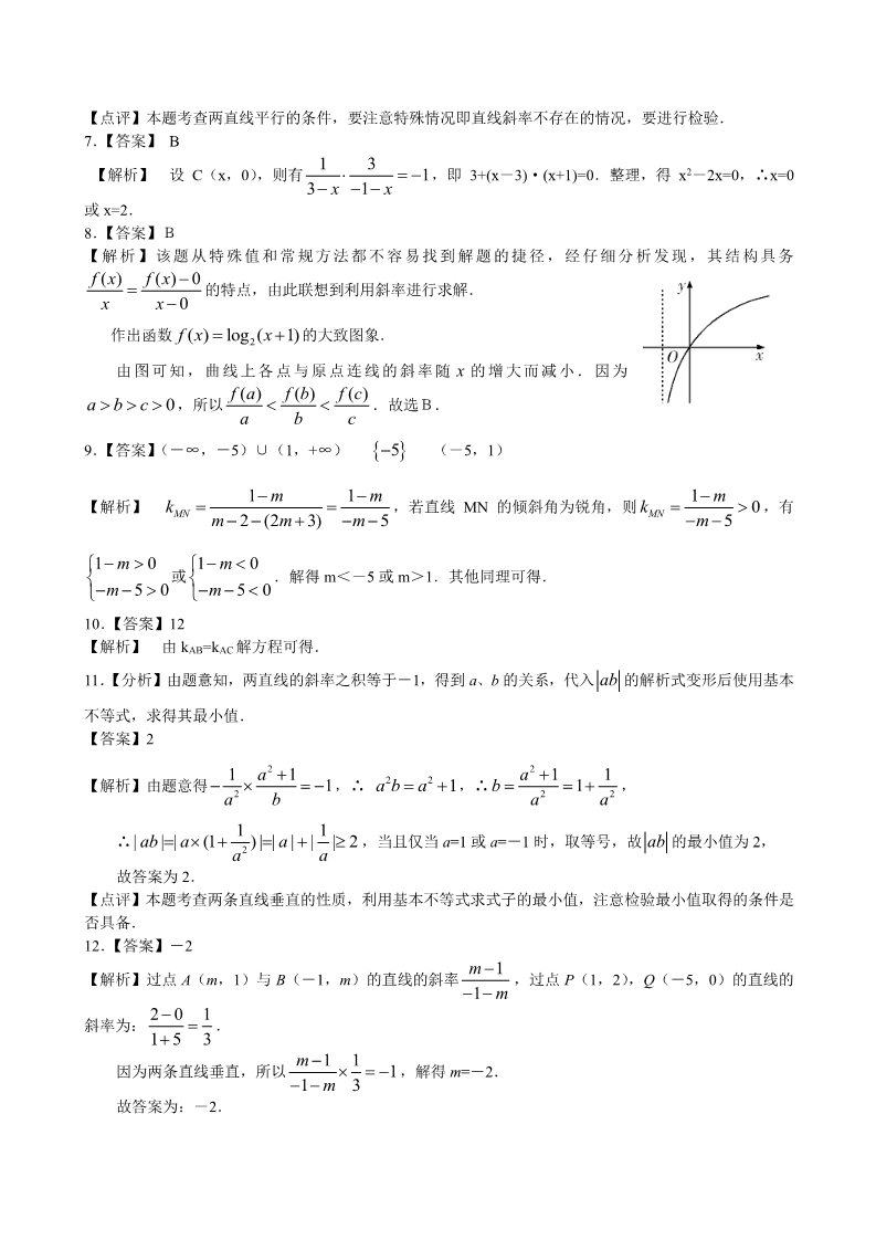 高中数学 必修二巩固练习_直线的倾斜角与斜率_基础第3页