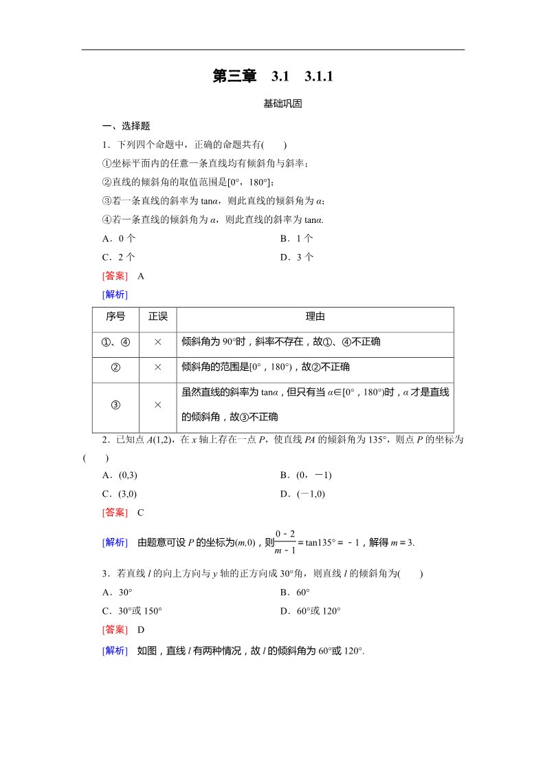 高中数学 必修二3.1.1 同步练习第1页