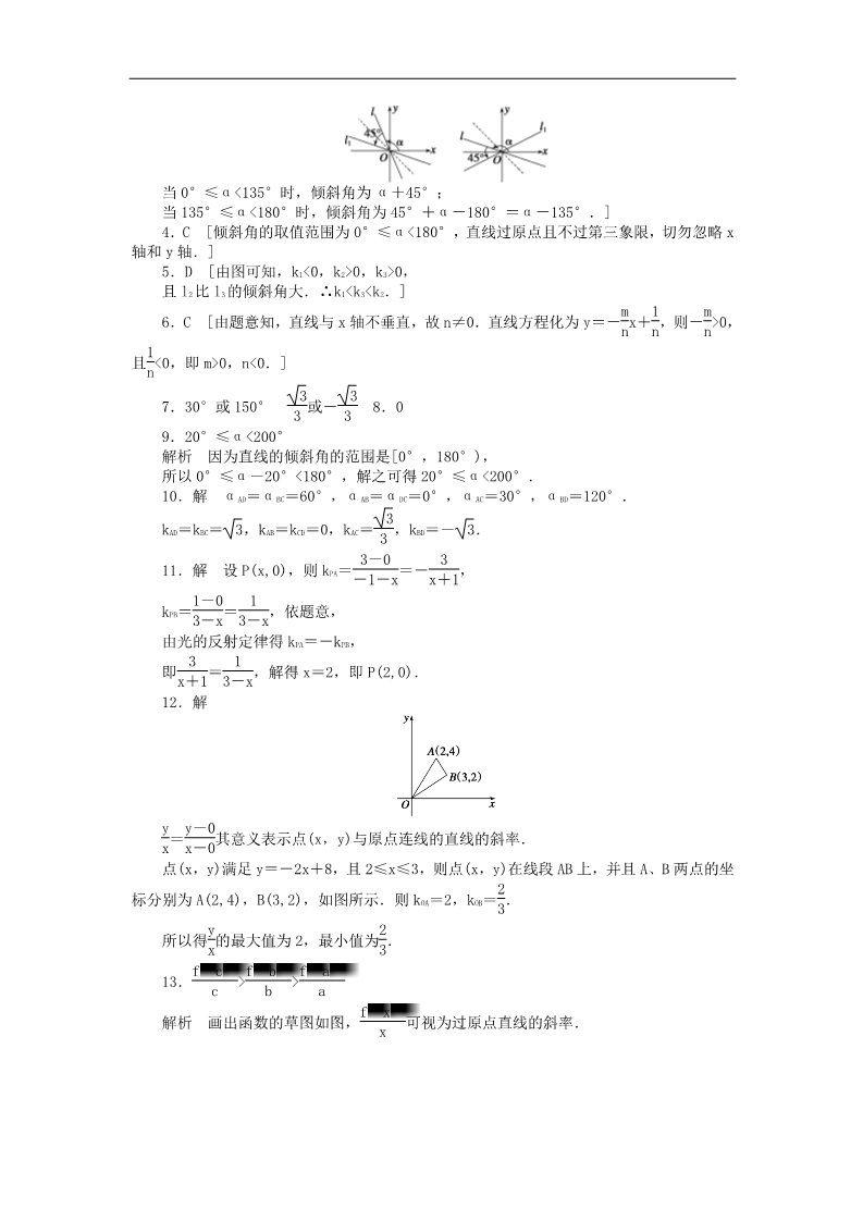 高中数学 必修二3.1.1倾斜角与斜率课时作业 新人教A版必修2第4页