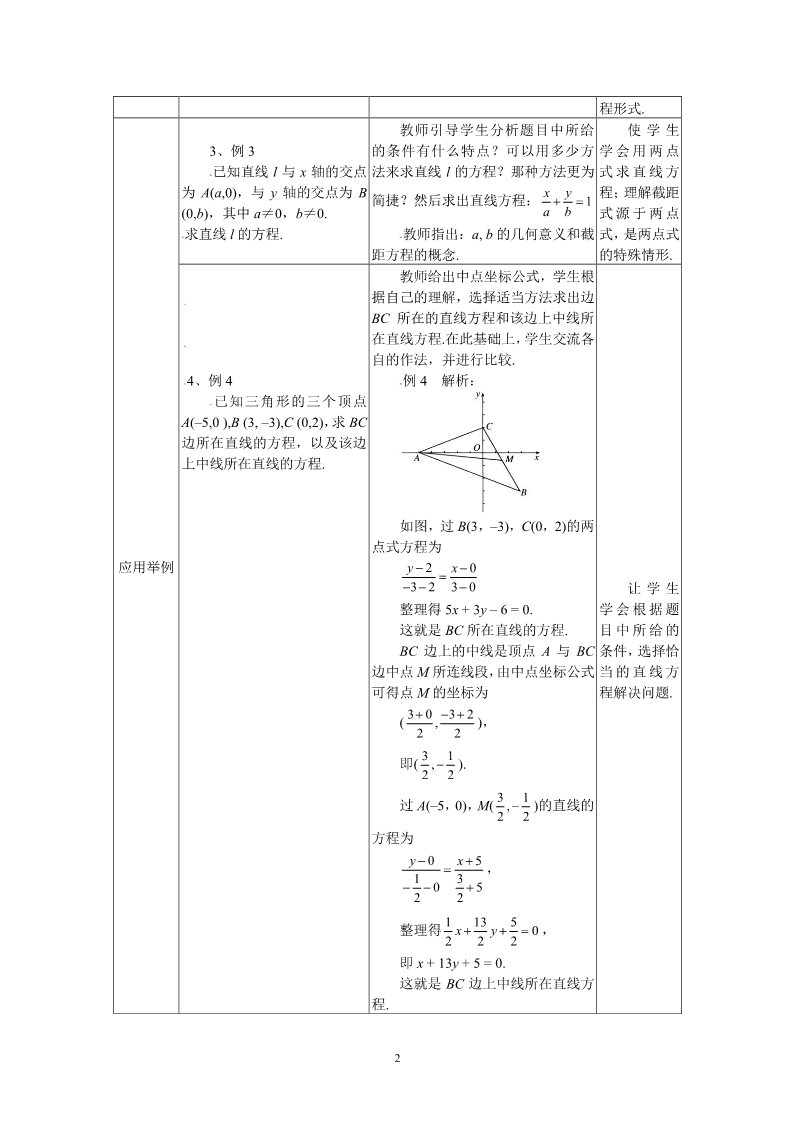 高中数学 必修二3.2.2直线的两点式方程 教案第2页