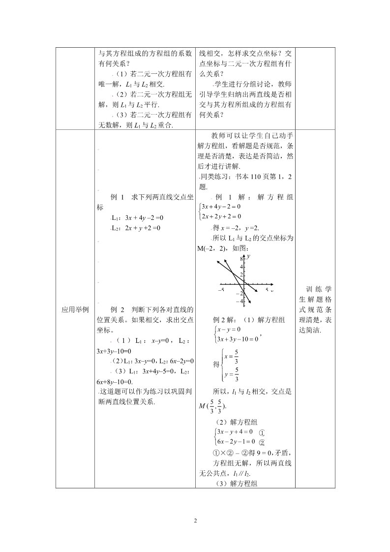 高中数学 必修二3.3.1两直线的交点坐标 教案第2页