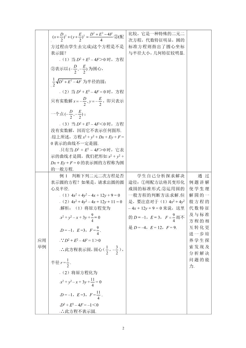 高中数学 必修二4.1.2圆的一般方程 教案第2页