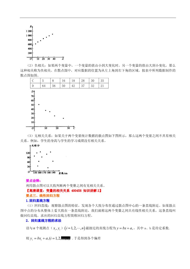 高中数学必修三知识讲解_变量间的相关关系_提高第2页