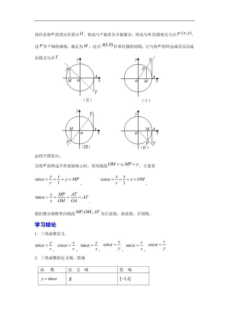 高中数学必修四任意角的三角函数学习过程第3页