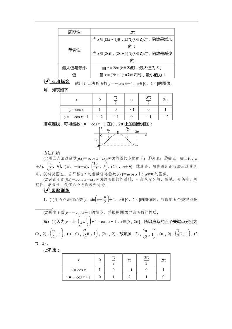 高中数学必修四6．1余弦函数的图像、6．2余弦函数的性质 Word版含答案第4页