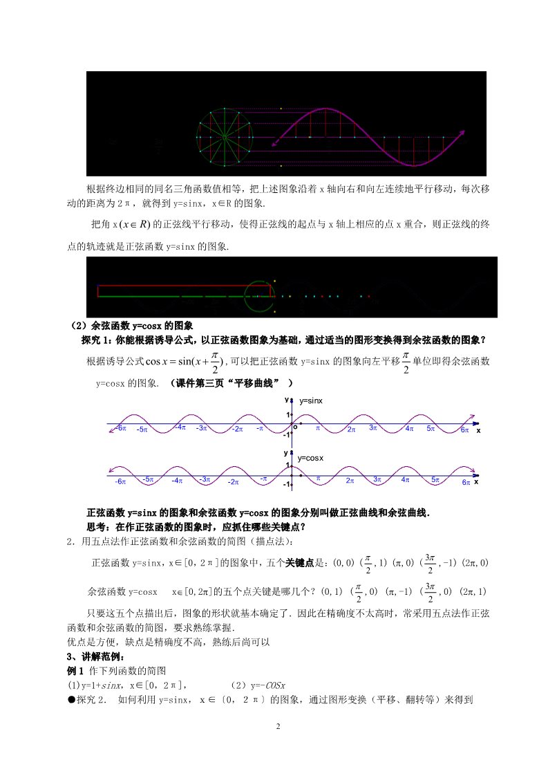 高中数学必修四1.4.1正弦、余弦函数的图象 教案第2页