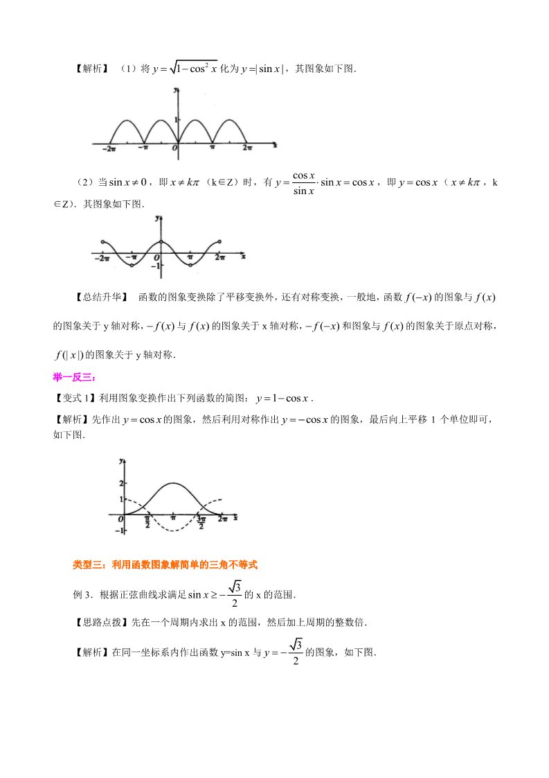 高中数学必修四知识讲解_正弦函数、余弦函数的图象_提高第4页