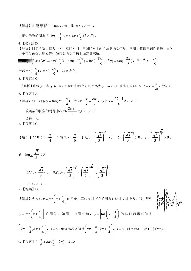 高中数学必修四巩固练习_正切函数的性质和图象_提高第3页