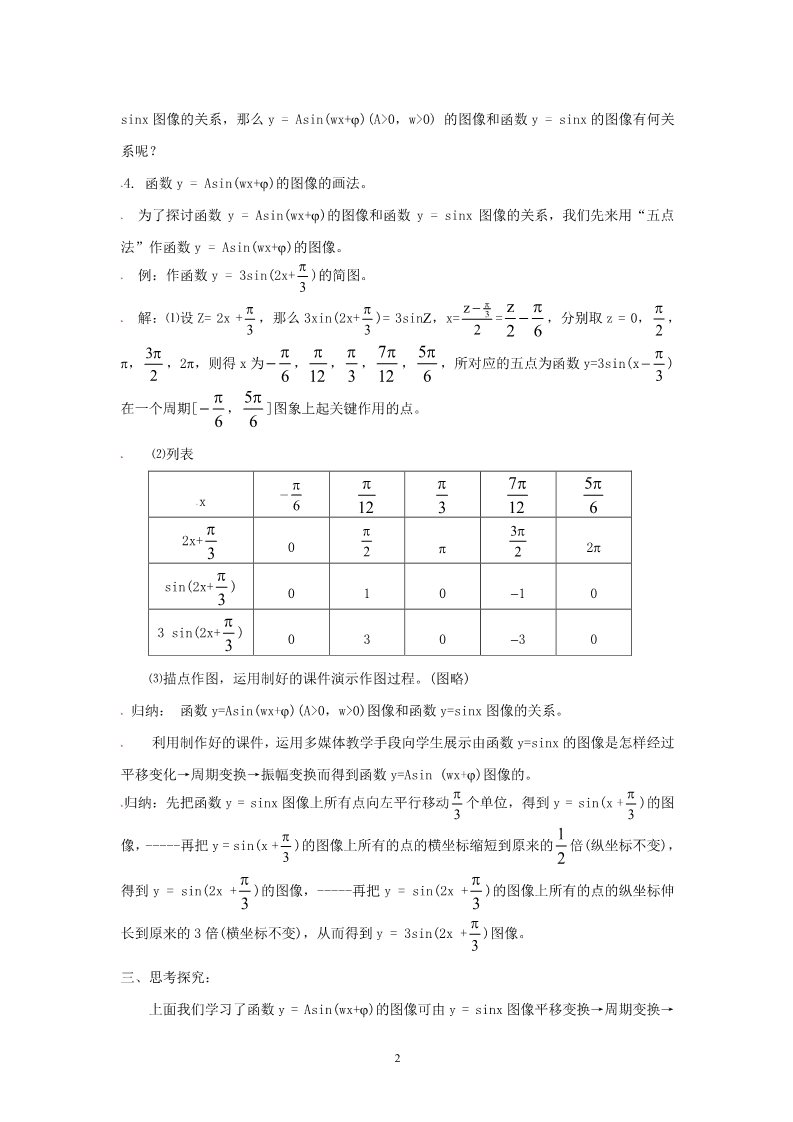 高中数学必修四1.5函数y=Asin(ωx+φ)的图象（一）第2页