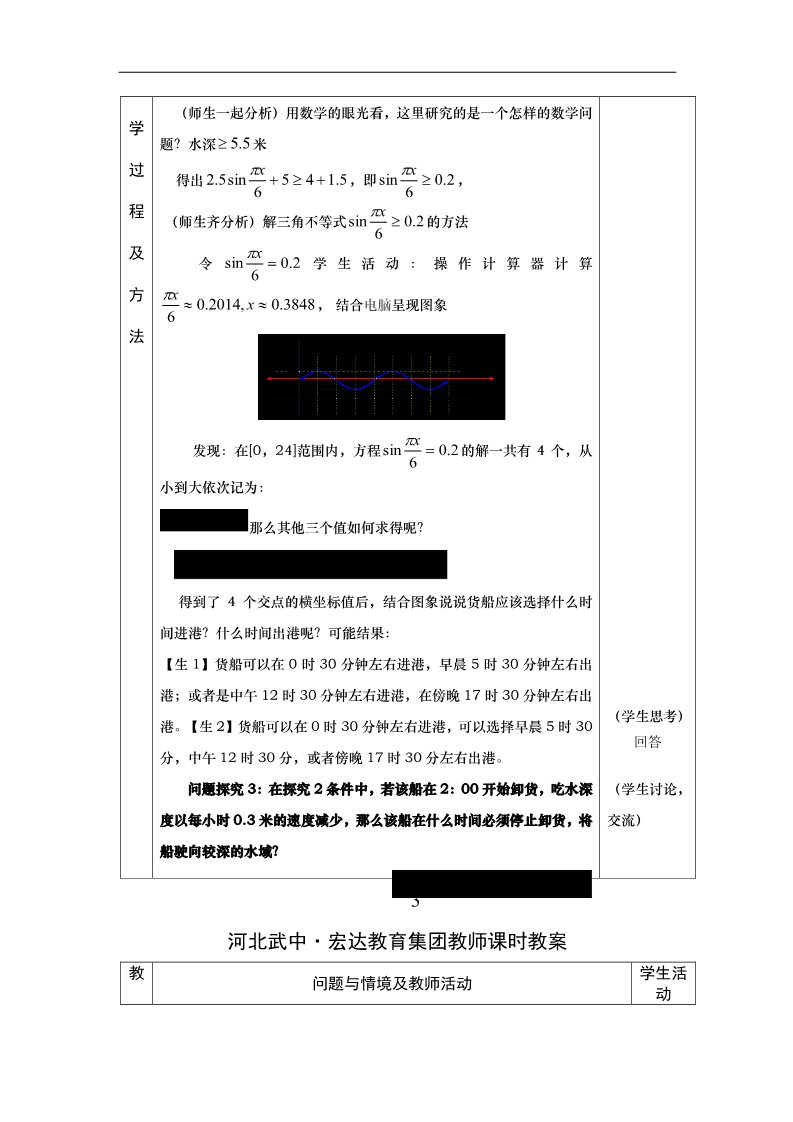 高中数学必修四1.6三角函数模型简单应用（2）第3页