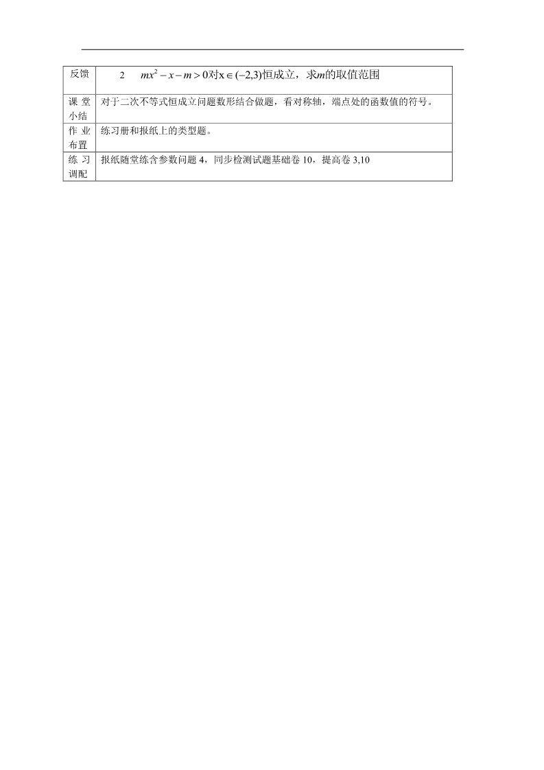 高中数学必修五3.2含参数的二次不等式恒成立问题 第2页