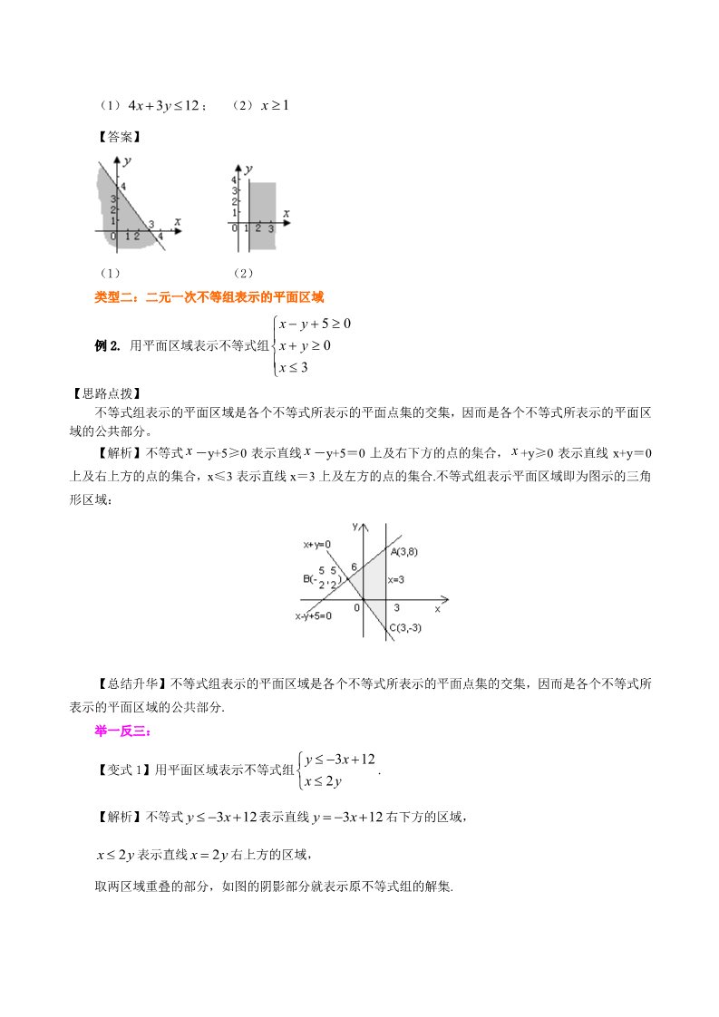 高中数学必修五知识讲解_二元一次不等式（组）与平面区域_提高第3页