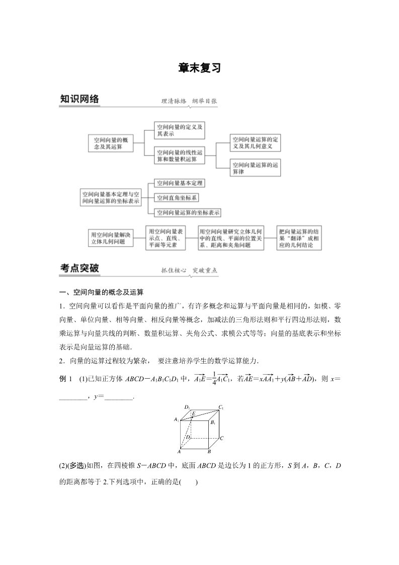 高中数学新A版选修一册第1章  章末复习第1页