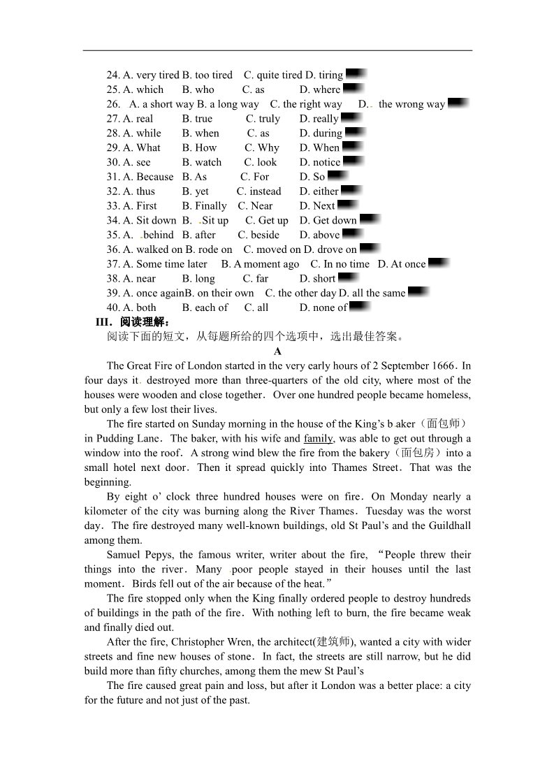 高中英语必修一（人教版）Unit 5 Nelson Mandela单元测试2第3页