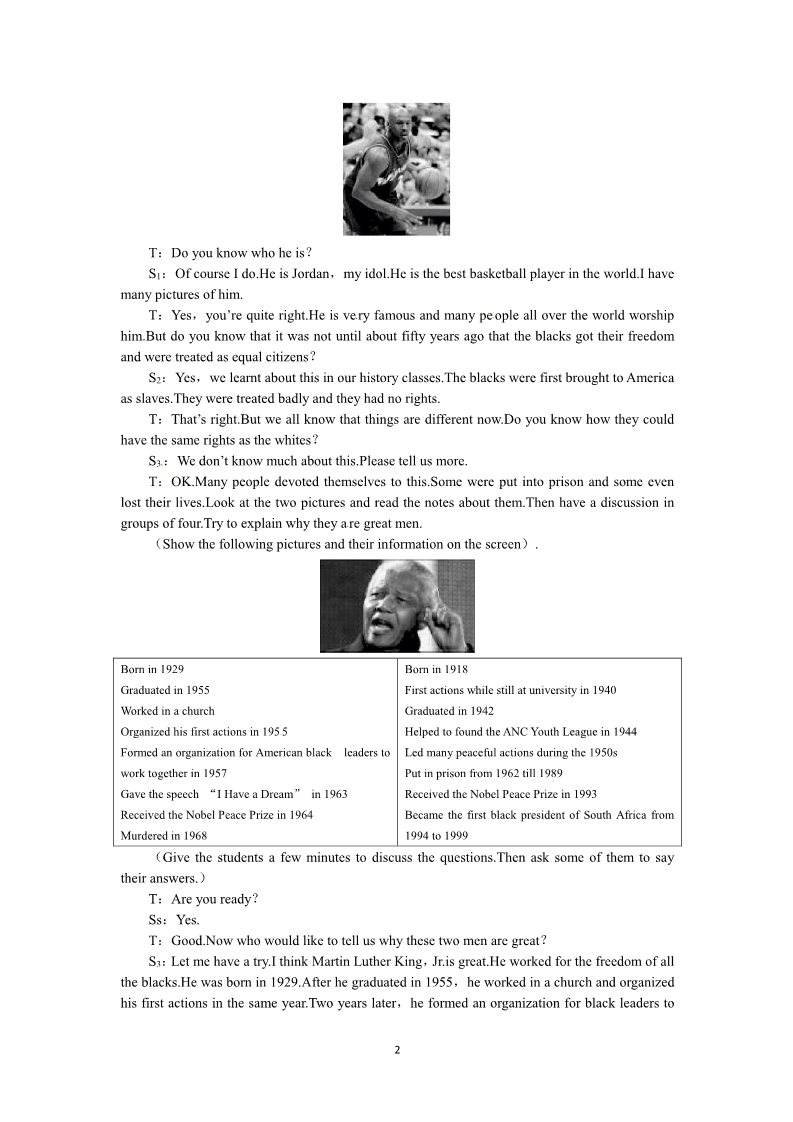 高中英语必修一（人教版）Unit 5 Nelson Mandela—a modern hero the 1st period）第2页