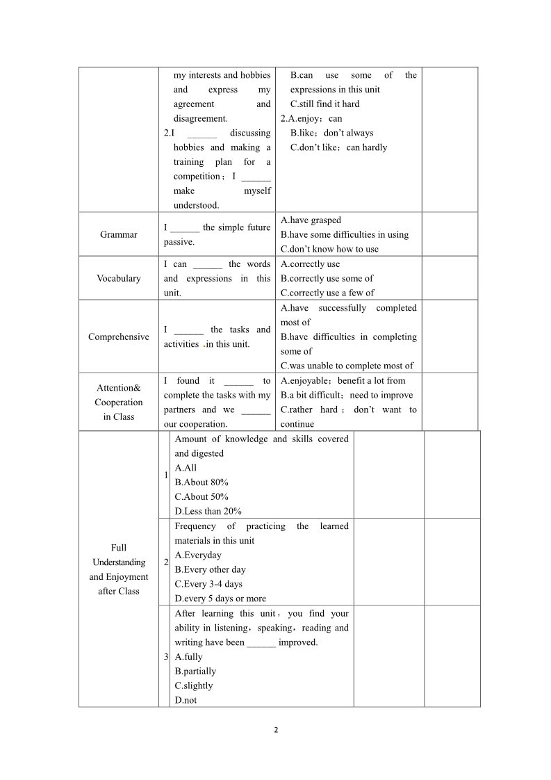 高中英语必修二（人教版）必修二（Unit2 The Olympic Games--Period6 Assessment）第2页