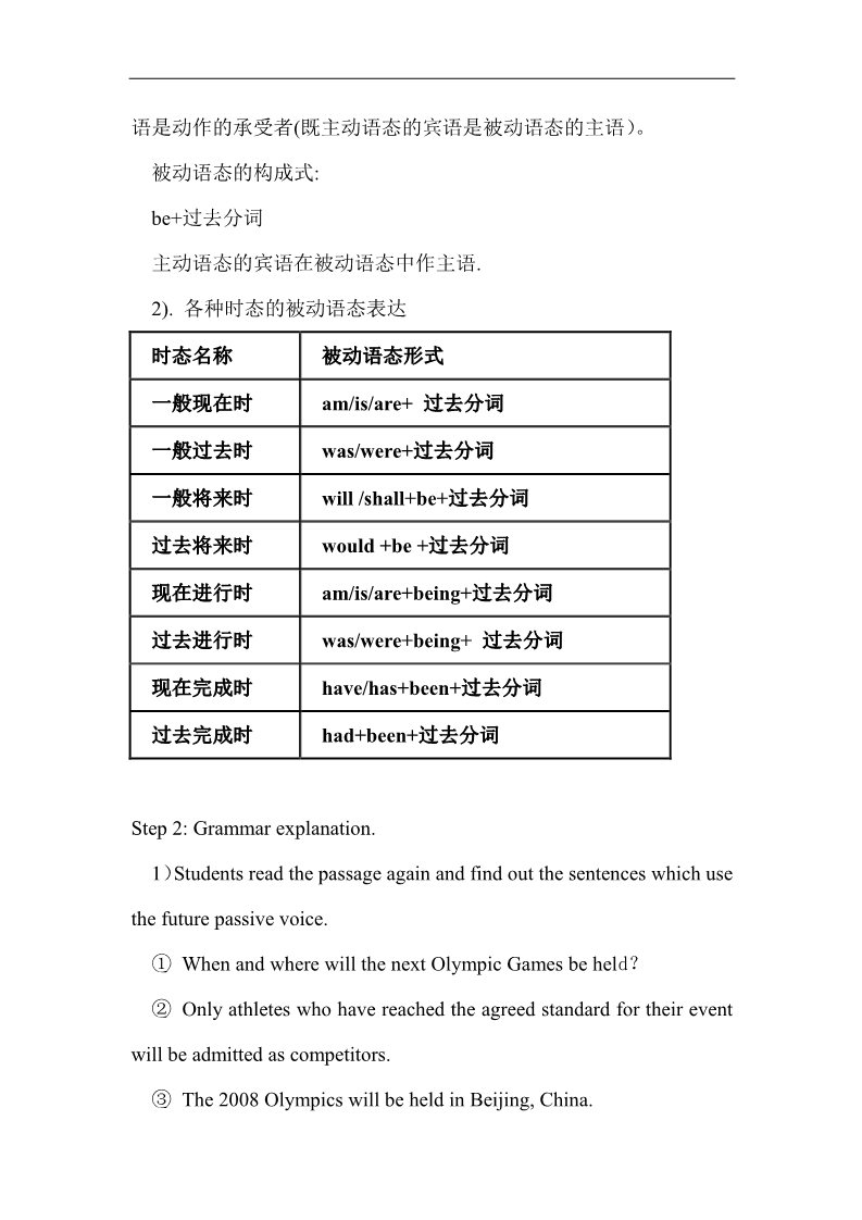 高中英语必修二（人教版）人教版高中英语必修二教案：Unit 2 The Olympic Games Period 5 Grammar第2页