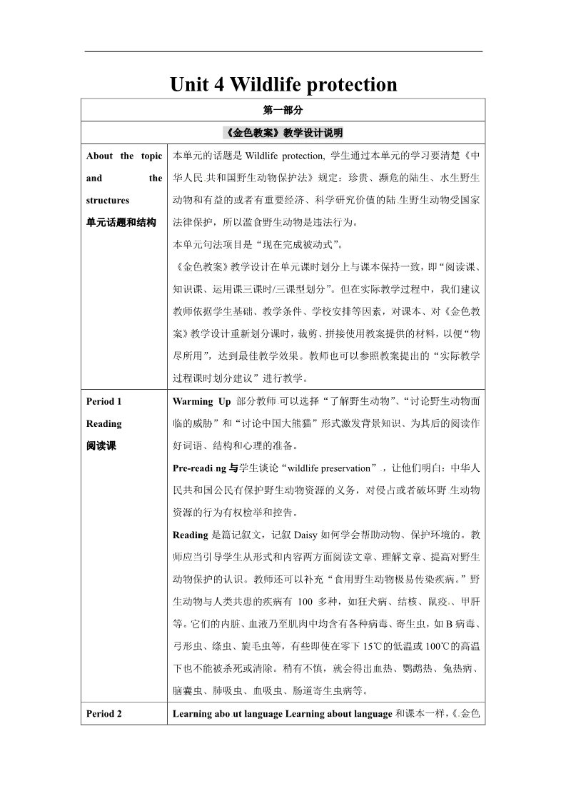 高中英语必修二（人教版）教学设计说明第1页