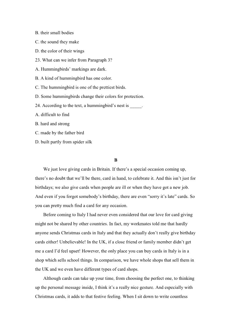 高中英语必修四（人教版）Unit 5 单元测试题 2第2页