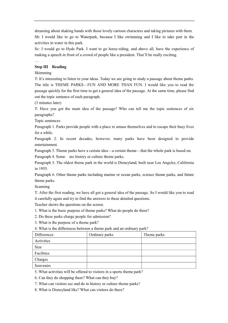 高中英语必修四（人教版）人教新课标英语必修四Unit 5 Theme parks教案第2页