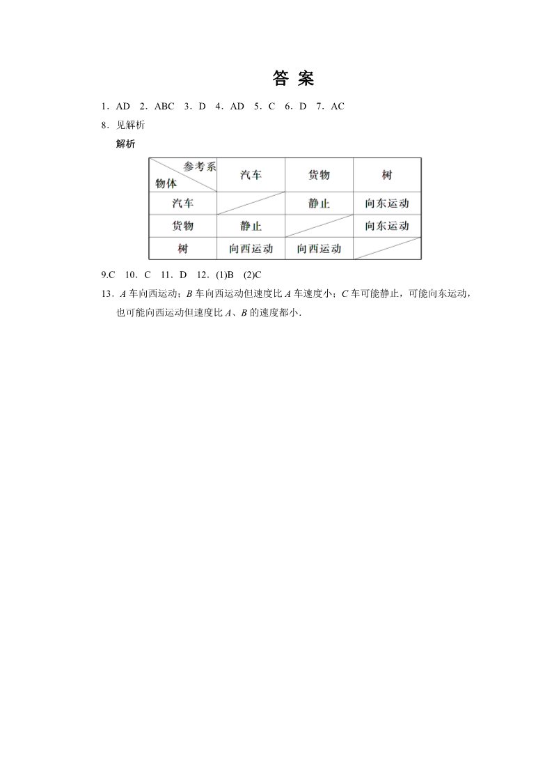 高中物理必修一第一章 质点、坐标 训练1第4页