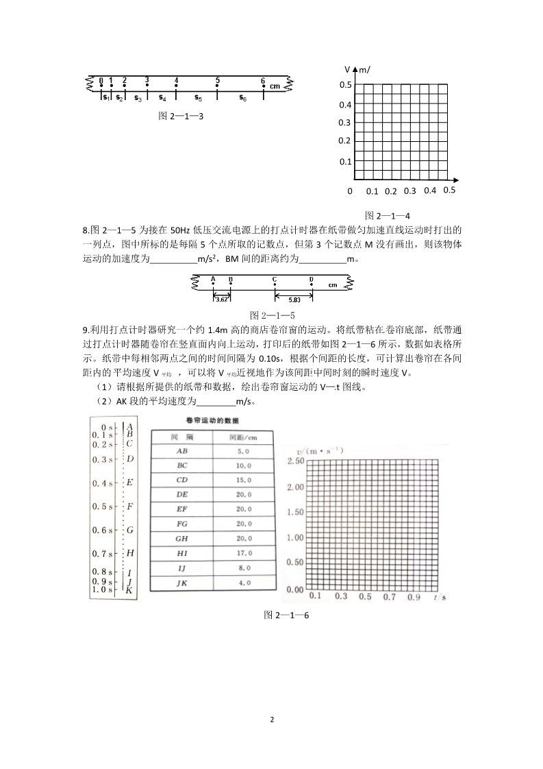 高中物理必修一新课标同步高一物理练习：2.1（人教版必修1）第2页