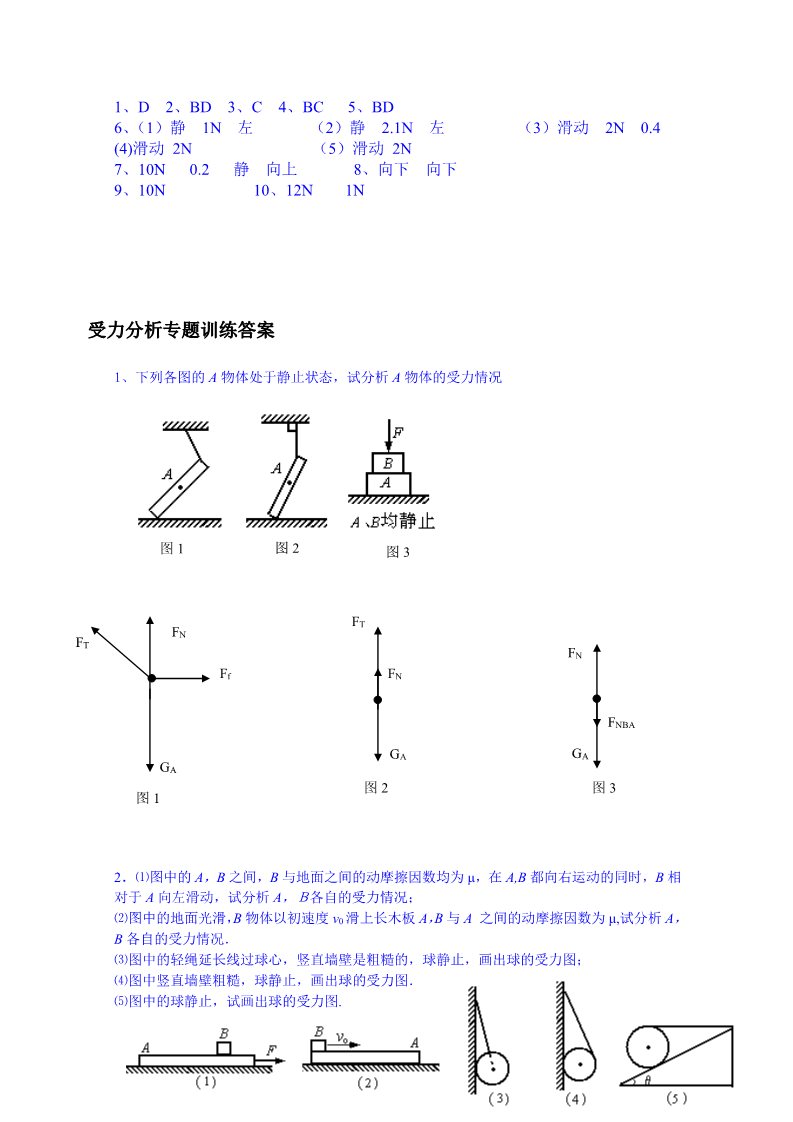 高中物理必修一高中物理必修一：摩擦力练习（练习）第5页