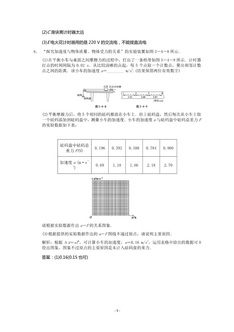 高中物理必修一新课标同步高一物理练习：4.2（人教版必修1）第3页