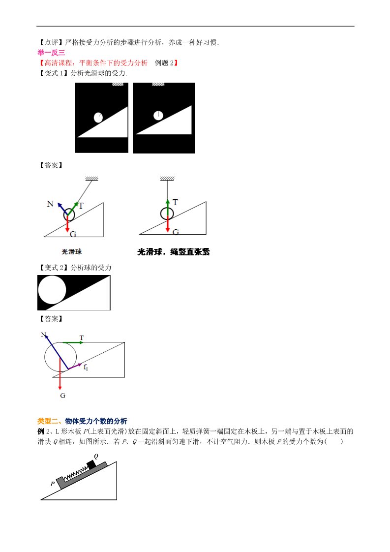 高中物理必修一知识讲解  平衡条件下的受力分析  （提高）第3页