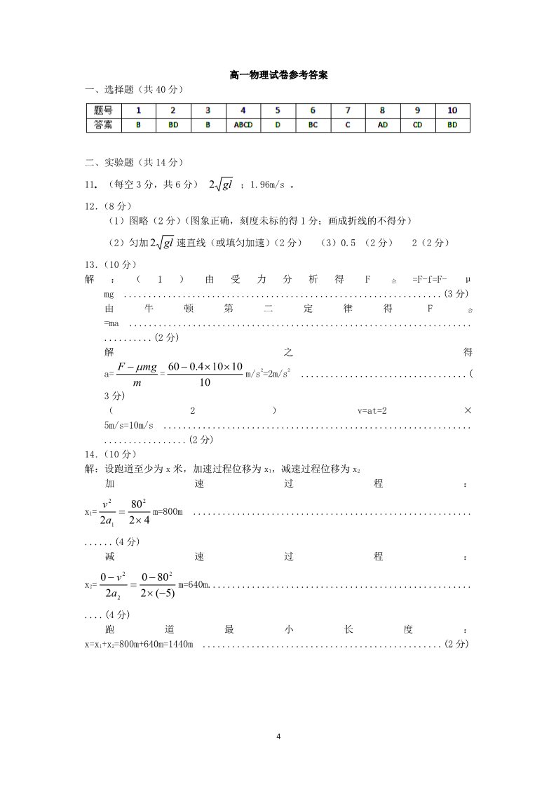 高中物理必修二云南省大理云龙一中11-12学年高一物理上学期期末考试试题新人教版第4页