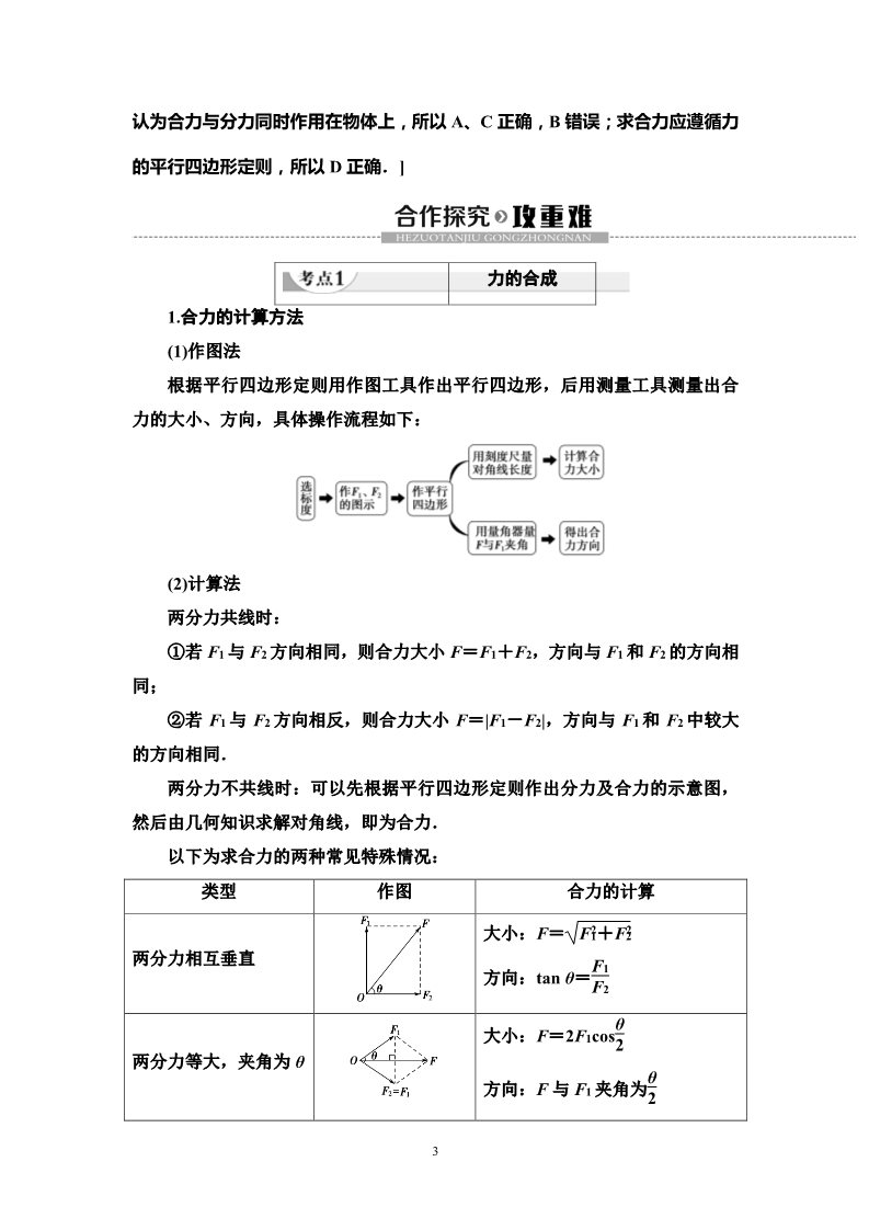 高中物理新版必修一册第3章 4　力的合成和分解第3页