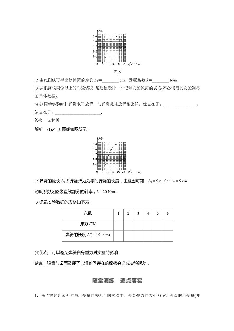 高中物理新版必修一册第3章 实验：探究弹簧弹力与形变量的关系第5页